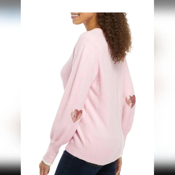 Crown & Ivy Women's Long Sleeve Heart Patch Sweater - Small - Picture 2 of 6